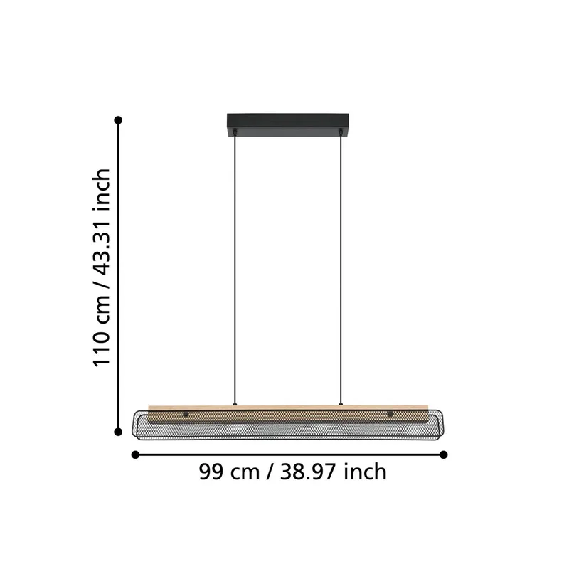 LED hanglamp Kokomo-Z, zwart, hout, staal från EGLO connect i Svart, Licht hout – produktbild 4 av 5