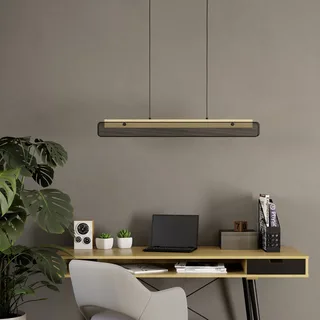 LED hanglamp Kokomo-Z, zwart, hout, staal från EGLO connect i Svart, Licht hout – produktbild 3 av 5