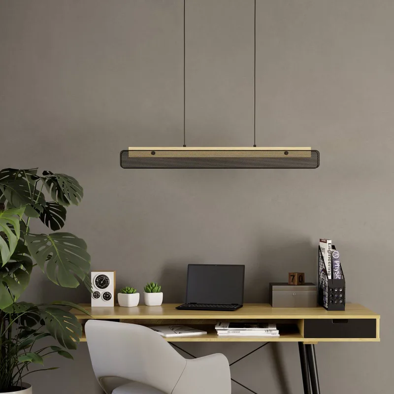 LED hanglamp Kokomo-Z, zwart, hout, staal från EGLO connect i Svart, Licht hout – produktbild 3 av 5
