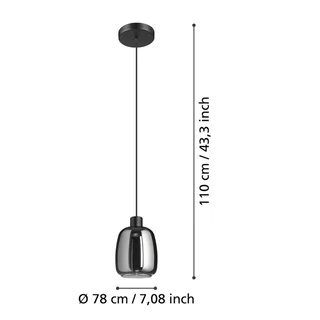 LED hanglamp Molochio-Z, 1-lamp, zwart fra EGLO connect i Sort, Krom – produktbillede 4 af 5