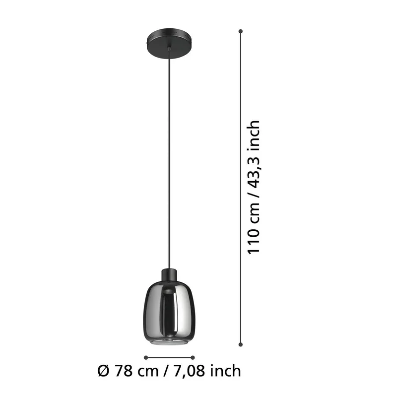 LED hanglamp Molochio-Z, 1-lamp, zwart fra EGLO connect i Sort, Krom – produktbillede 4 af 5