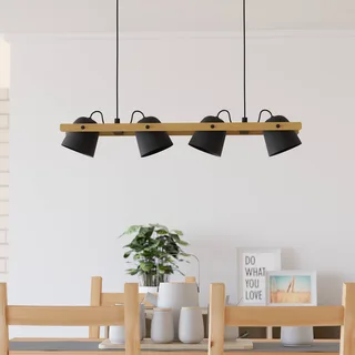 LED plafondlamp Hornwood-Z, 4-lamps, zwart van EGLO connect in Zwart, Licht hout – productfoto 3 van 5