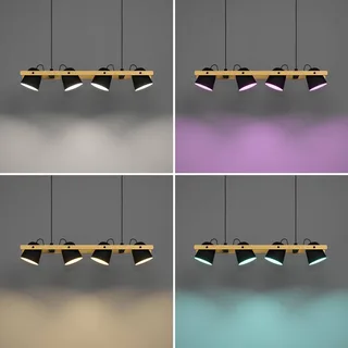 LED plafondlamp Hornwood-Z, 4-lamps, zwart van EGLO connect in Zwart, Licht hout – productfoto 5 van 5