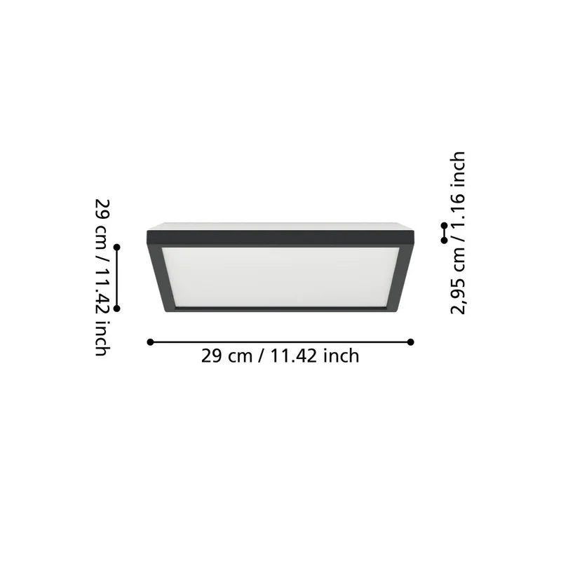 LED plafondlamp Rovito-Z, 29 x 29 cm de EGLO connect en Noir – photo du produit 4 sur 5