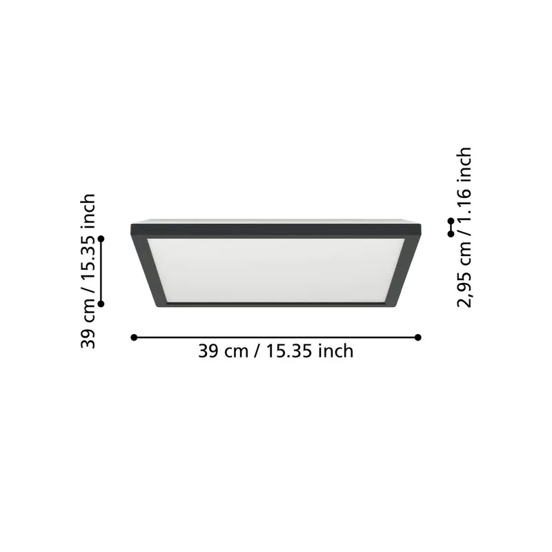 LED plafondlamp Rovito-Z, 39 x 39 cm de EGLO connect en Noir – photo du produit 4 sur 5