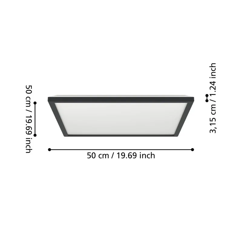 LED plafondlamp Rovito-Z, 50 x 50 cm van EGLO connect in Zwart – productfoto 4 van 5