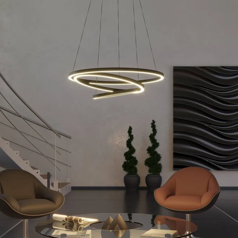 Lobinero-Z LED hanglamp, zwart van EGLO connect in Zwart, Wit – productfoto 2 van 5