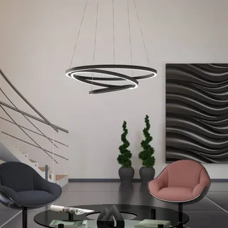 Lobinero-Z LED hanglamp, zwart van EGLO connect in Zwart, Wit – productfoto 3 van 5