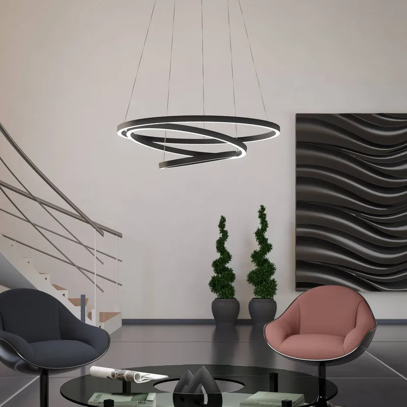 Lobinero-Z LED hanglamp, zwart van EGLO connect in Zwart, Wit – productfoto 3 van 5