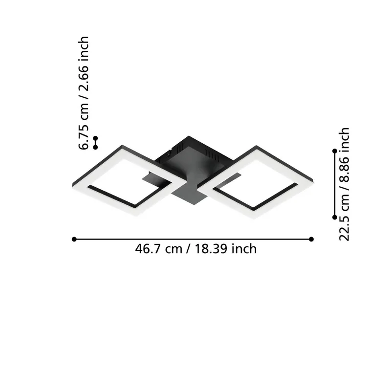 Paranday-Z LED-taklampa 2 lampor 47cm från EGLO connect i Svart, Vit – produktbild 3 av 5