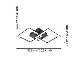 Paranday-Z LED plafondlamp 2-l. 52cm by EGLO connect in Black, White – product photo 3 of 5