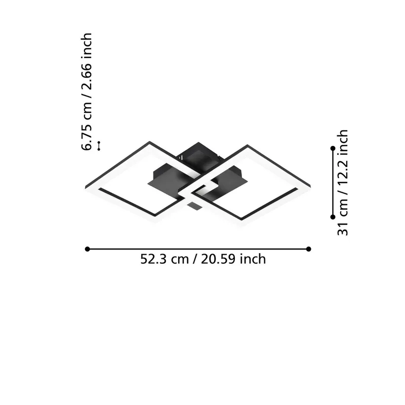 Paranday-Z LED plafondlamp 2-l. 52cm by EGLO connect in Black, White – product photo 3 of 5
