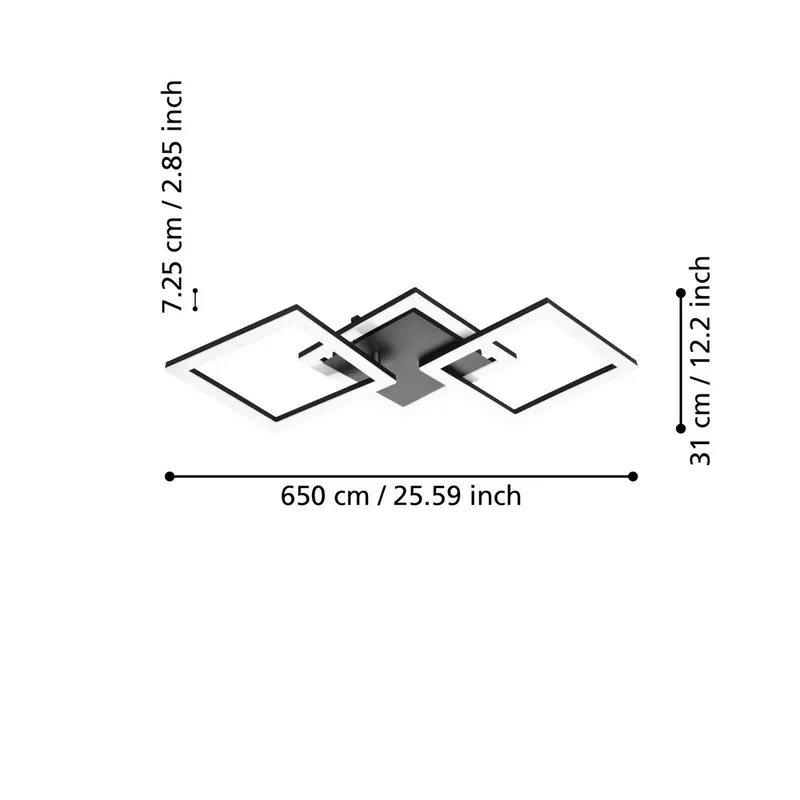 Paranday-Z LED plafondlamp 3-l. 65cm de EGLO connect en Noir, Blanc – photo du produit 3 sur 5