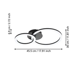 Parrapos-Z LED plafondlamp, 2-lamps by EGLO connect in Black, White – product photo 4 of 5
