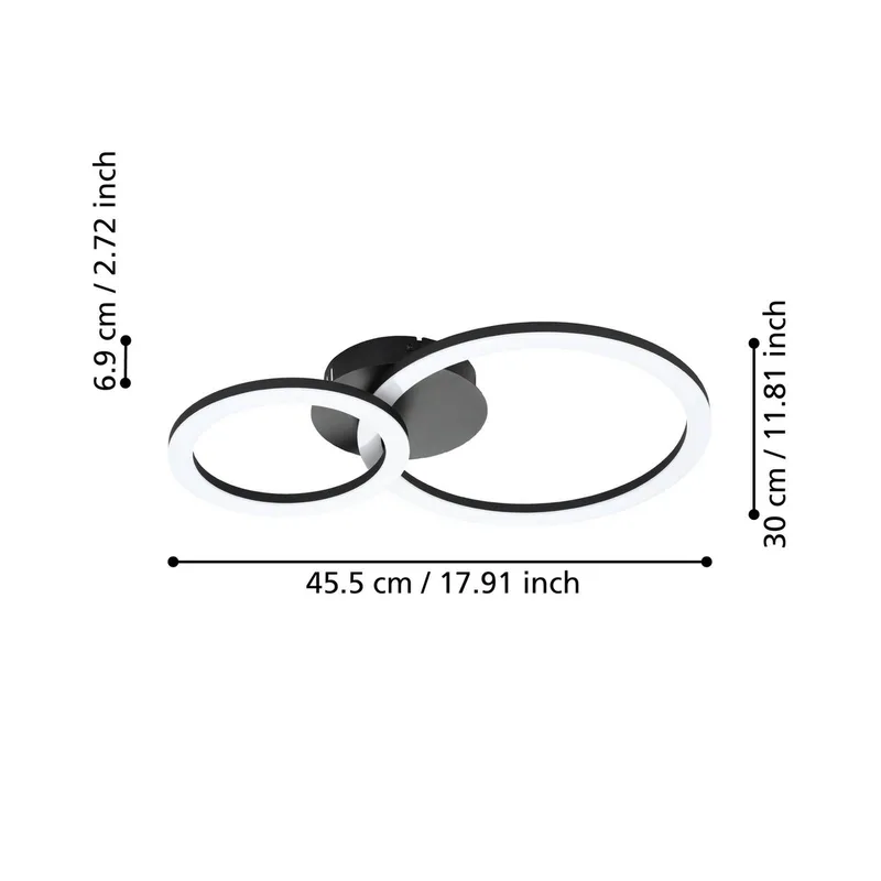 Parrapos-Z LED plafondlamp, 2-lamps by EGLO connect in Black, White – product photo 4 of 5