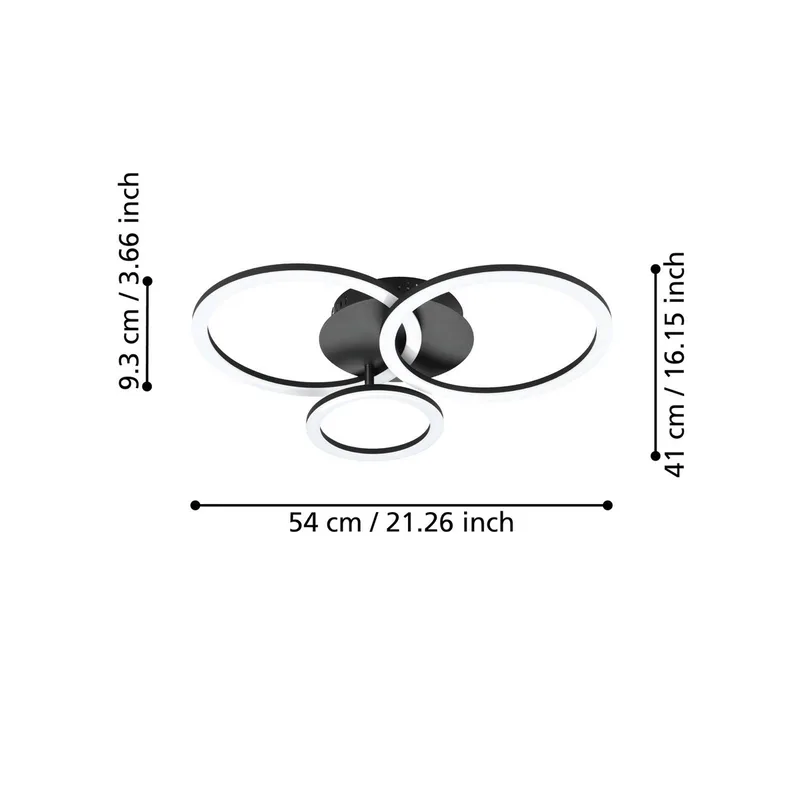 Parrapos-Z LED plafondlamp, 3-lamps by EGLO connect in Black, White – product photo 4 of 5