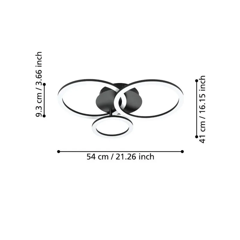 Parrapos-Z LED plafondlamp, 3-lamps by EGLO connect in Black, White – product photo 3 of 5