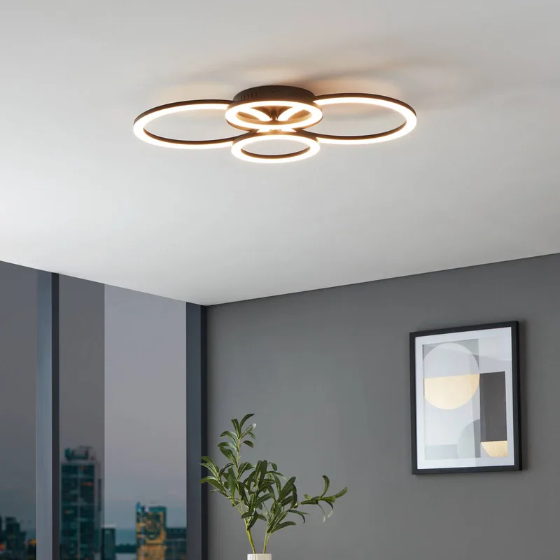 Parrapos-Z LED plafondlamp, 4-lamps de EGLO connect en Noir, Blanc – photo du produit 2 sur 5
