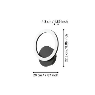 Parrapos-Z LED wandlamp, 1-lamp by EGLO connect in Black, White – product photo 4 of 5