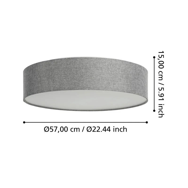 Romao-Z LED plafondlamp, Ø57cm, grijs de EGLO connect en Gris, Blanc – photo du produit 4 sur 5