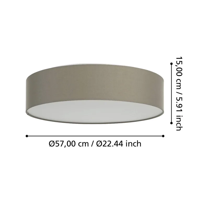 Romao-Z LED plafondlamp, Ø57cm, taupe van EGLO connect in Taupe, Wit – productfoto 4 van 5
