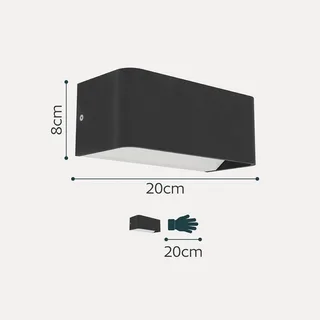 Smart LED buiten wandlamp SANIA-Z, zwart, IP55 van EGLO connect in Zwart, Wit – productfoto 4 van 5
