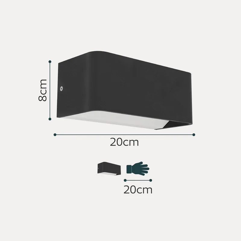 Smart LED buiten wandlamp SANIA-Z, zwart, IP55 van EGLO connect in Zwart, Wit – productfoto 4 van 5