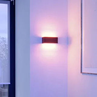 Smart LED buiten wandlamp SANIA-Z, zwart, IP55 van EGLO connect in Zwart, Wit – productfoto 3 van 5
