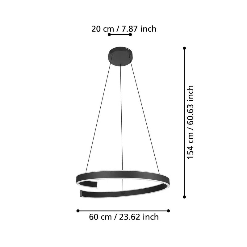Smart LED hanglamp Andabaia-Z, zwart by EGLO connect in Black, White – product photo 4 of 5