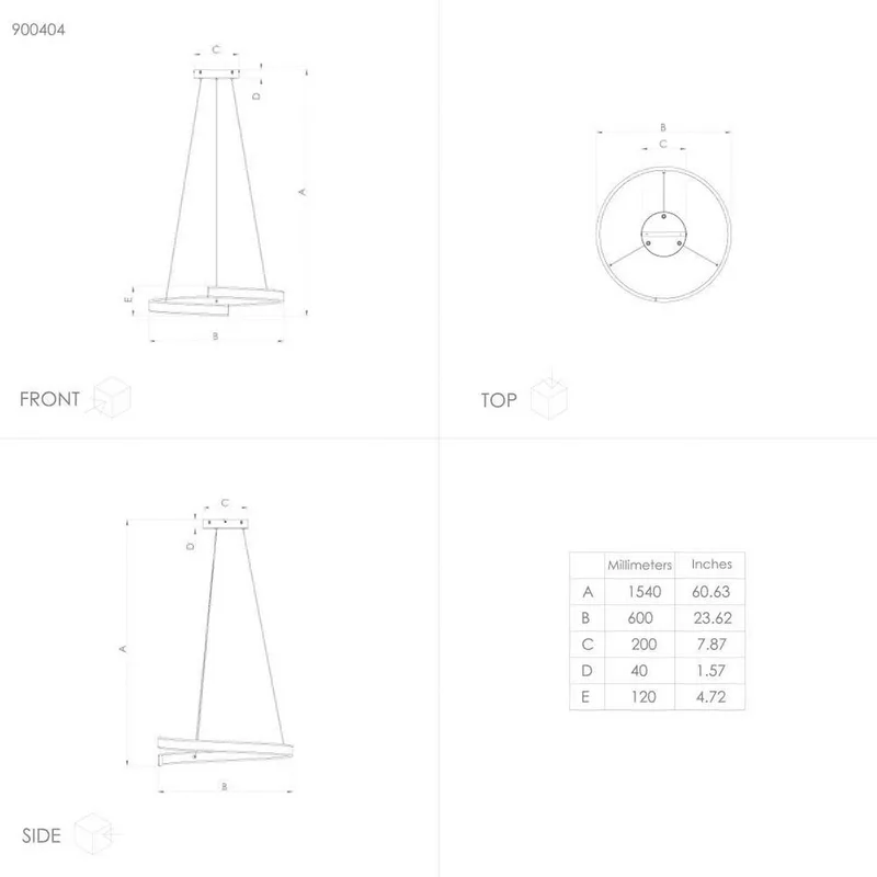 Smart LED hanglamp Andabaia-Z, zwart by EGLO connect in Black, White – product photo 3 of 5