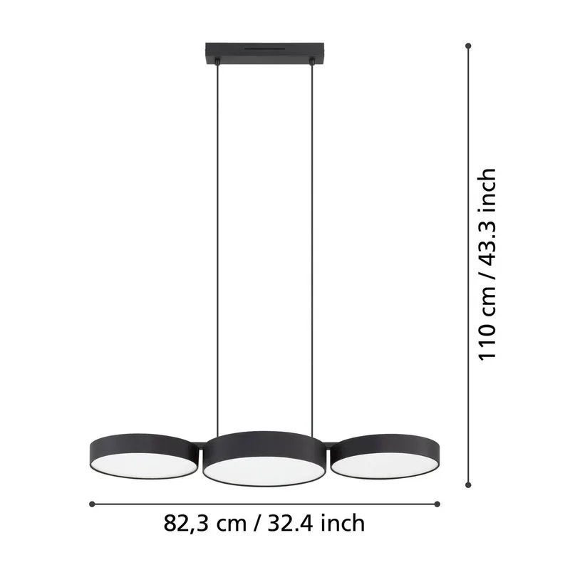 Smart LED hanglamp Barbano-Z, zwart van EGLO connect in Zwart, Wit – productfoto 4 van 5