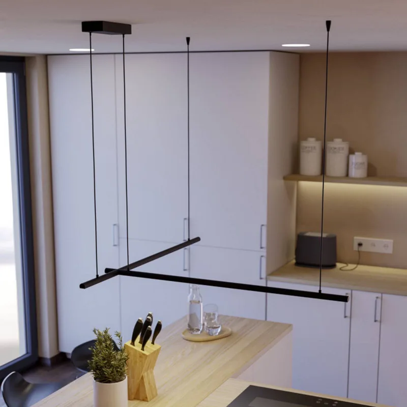 Smart LED hanglamp FLATRON-Z, 150 cm, zwart van EGLO connect in Matzwart – productfoto 2 van 4