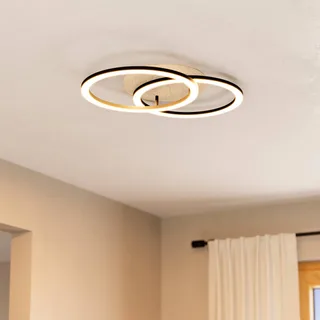 Smart LED plafondlamp Lomaltas-Z, 58 cm, 3800 lm by EGLO connect in Black, Licht hout – product photo 1 of 4