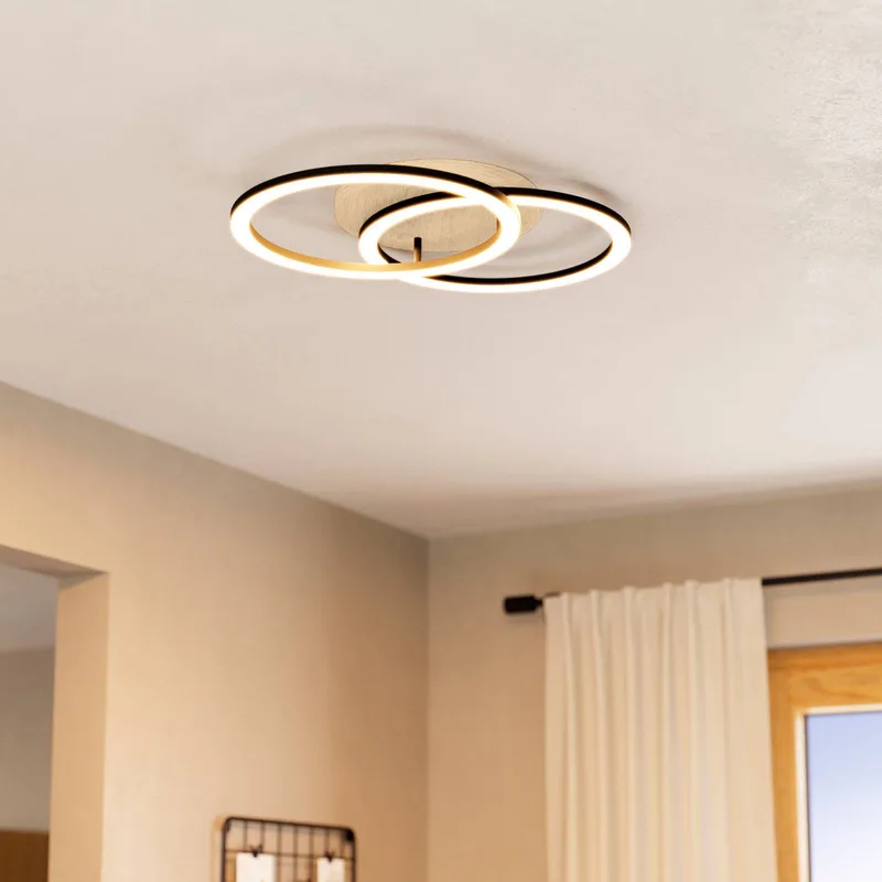 Smart LED plafondlamp Lomaltas-Z, 58 cm, 4400 lm by EGLO connect in Black, Licht hout, White – product photo 2 of 5