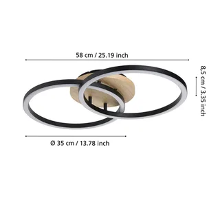 Smart LED plafondlamp Lomaltas-Z, 58 cm, 4400 lm by EGLO connect in Black, Licht hout, White – product photo 4 of 5