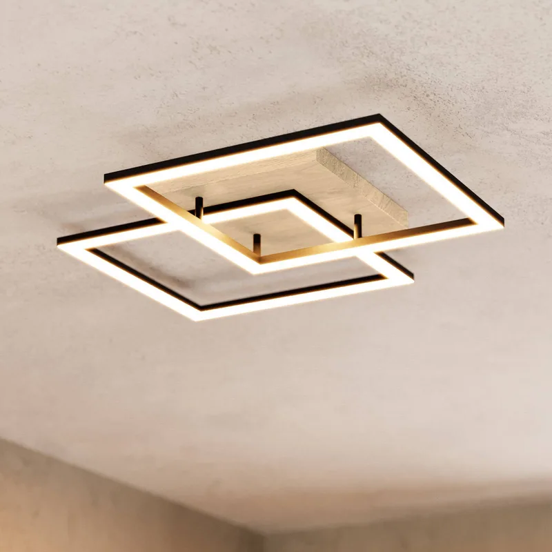 Smart LED plafondlamp Lomaltas-Z, 77 cm, 4400 lm de EGLO connect en Noir, Licht hout, Blanc – photo du produit