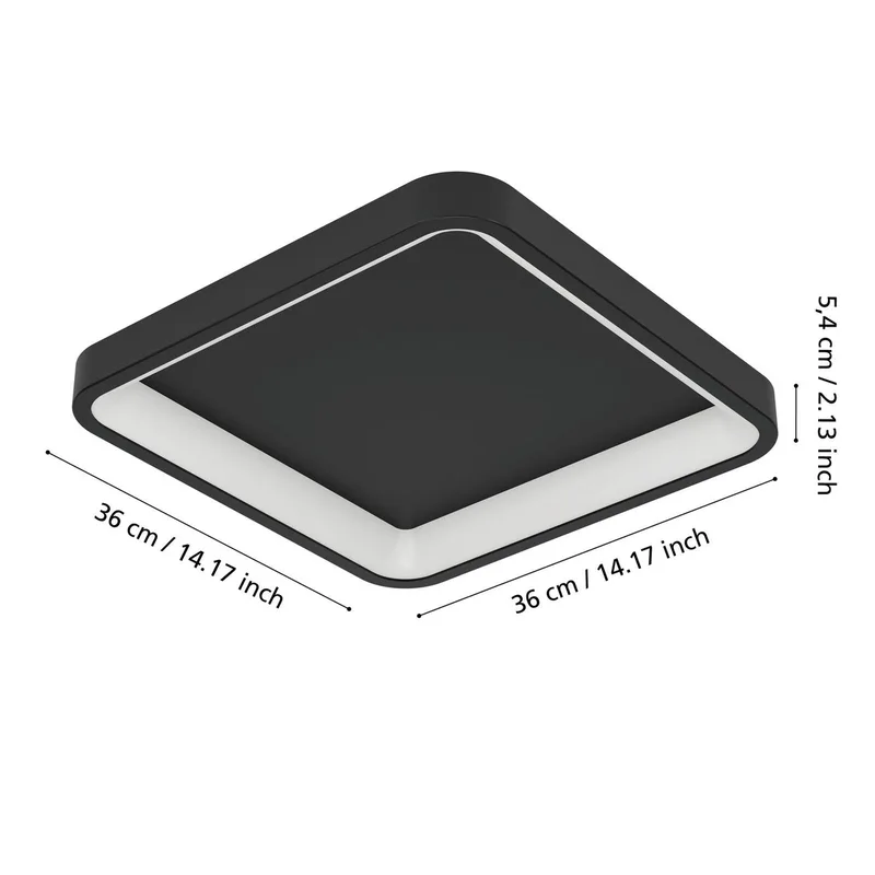 Smart LED plafondlamp Loretello-Z, hoekig, zwart by EGLO connect in Black, White – product photo 4 of 5