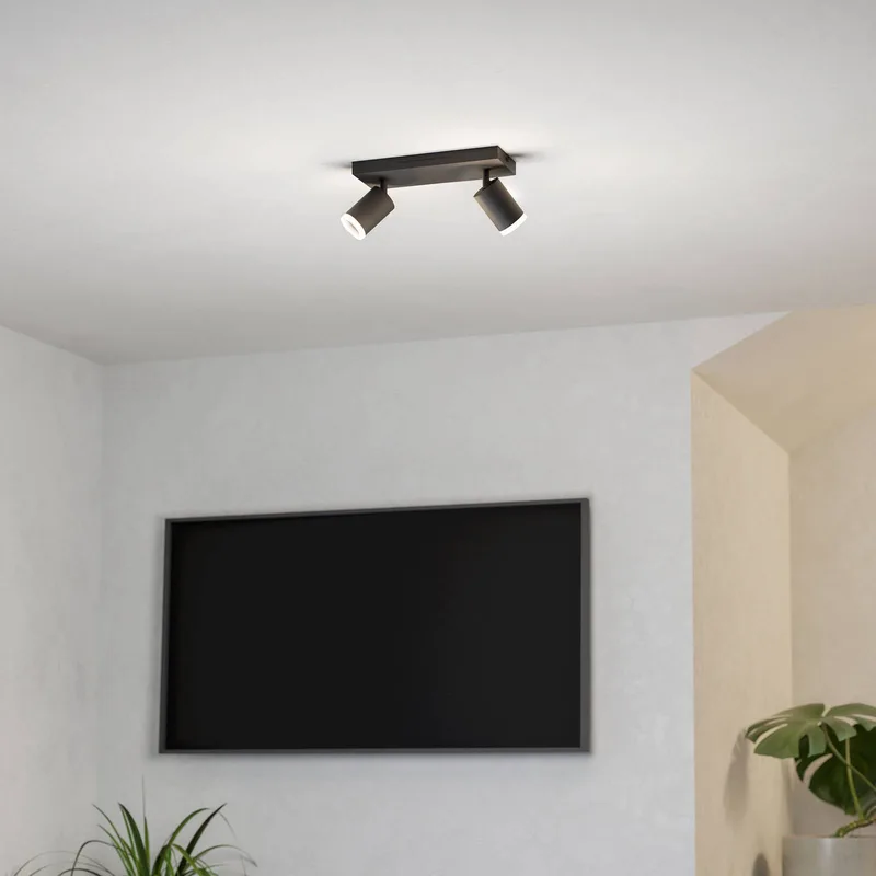 Smart LED-spot Melitello-Z, 2-lamps van EGLO connect in Zwart – productfoto 3 van 4