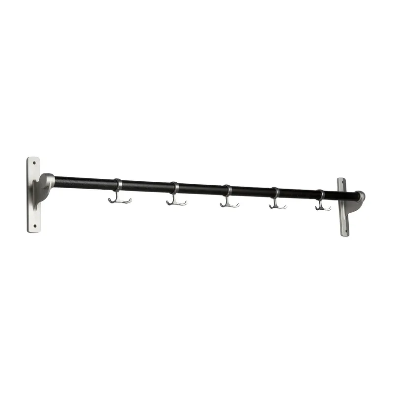 Nostalgi Hakenliste 100 cm Eiche schwarz gebeizt-Aluminium van Essem Design – productfoto
