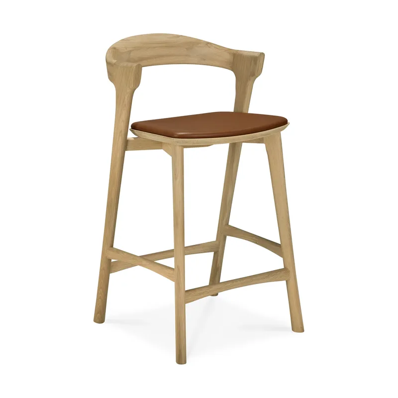 Bok Barhocker Lackierte Eiche-Leder Cognac, 65 cm de Ethnicraft – photo du produit