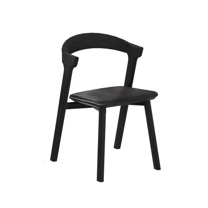 Bok Stuhl mit Ledersitz Schwarz gebeizte Eiche-schwarzes Leder de Ethnicraft – photo du produit