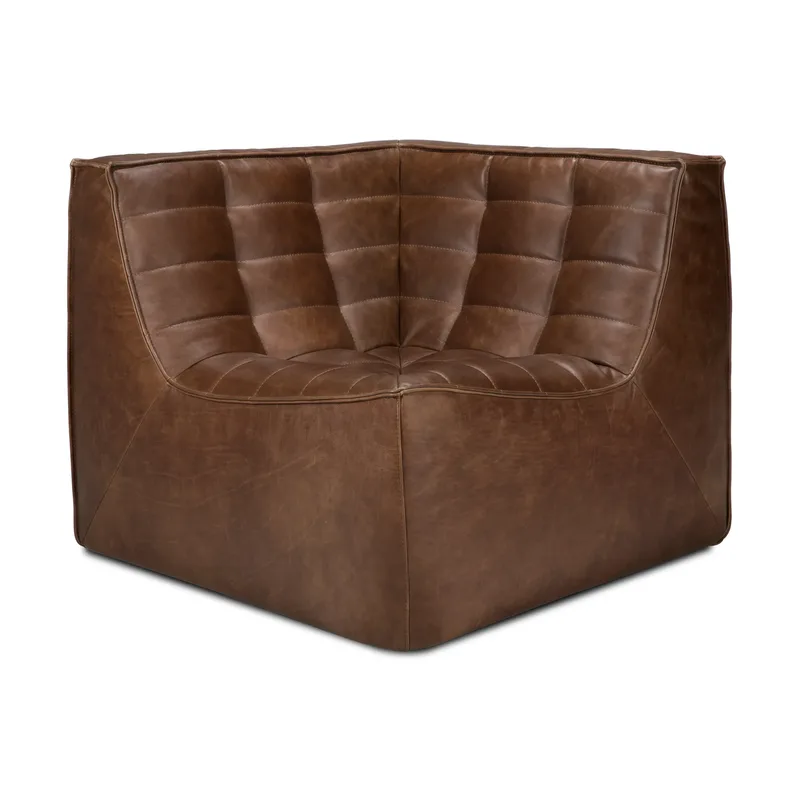 N701 Eckmodul abgerundet 45° Leder Chestnut von Ethnicraft – Produktfoto