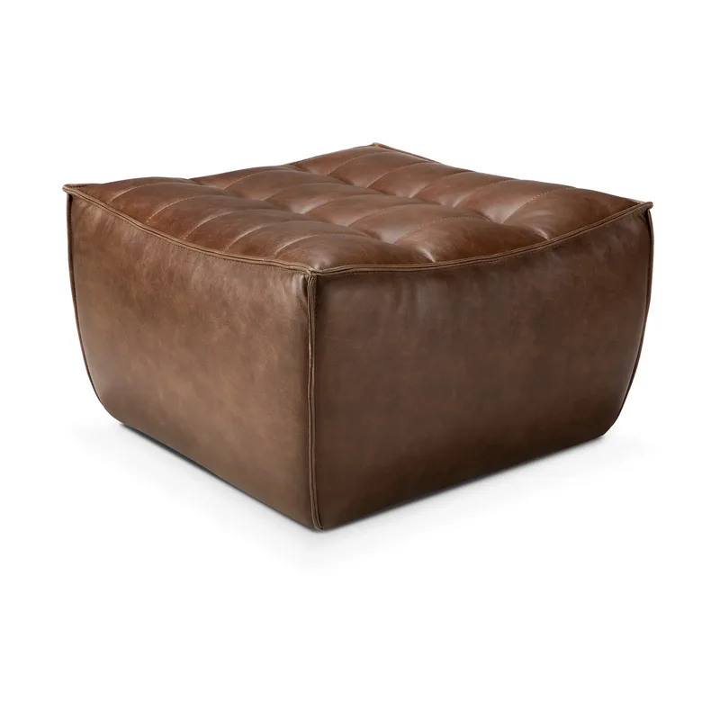 N701 Fußhocker 70x70 cm Leder Chestnut van Ethnicraft – productfoto