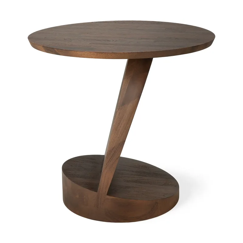 Oblic Couchtisch Ø52 cm Braun gebeizte Teak by Ethnicraft – product photo