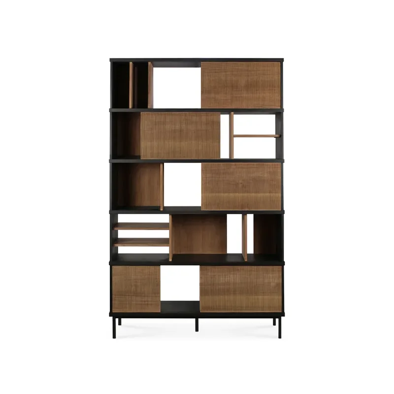 Oscar Rack Regal Teak-Black 5 Türen 120x40 cm by Ethnicraft – product photo