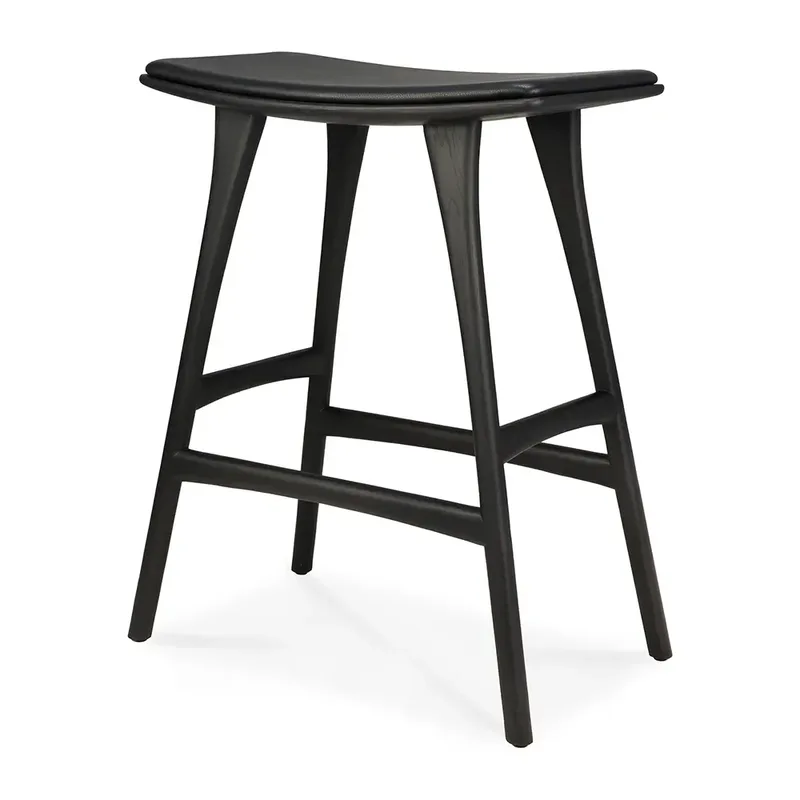 Osso Hocker Niedrig Eiche schwarz lackiert/Leder schwarz de Ethnicraft – photo du produit