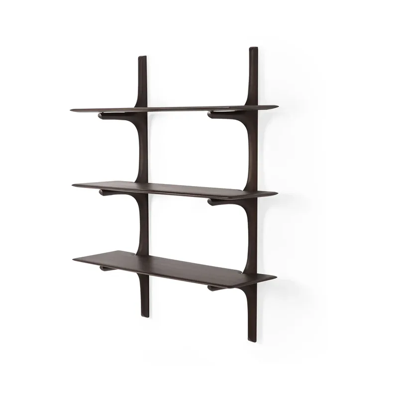 PI Wandregal Lackierte Mahagony-3 Regalbrett-dark brown från Ethnicraft – produktbild