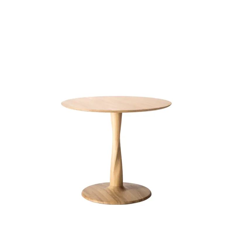 Torsion-Esstisch Weißpigmentiert hartwachsgeölte Eiche, Ø90 cm by Ethnicraft – product photo
