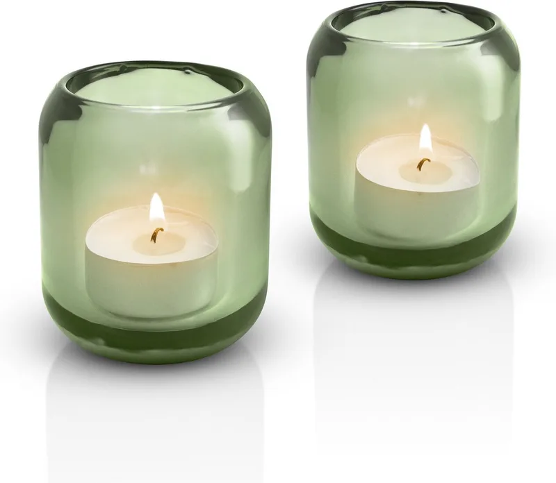 Acorn Theelichthouder Set van 2 Stuks Pine - Glas von Eva Solo in Groen – Produktfoto