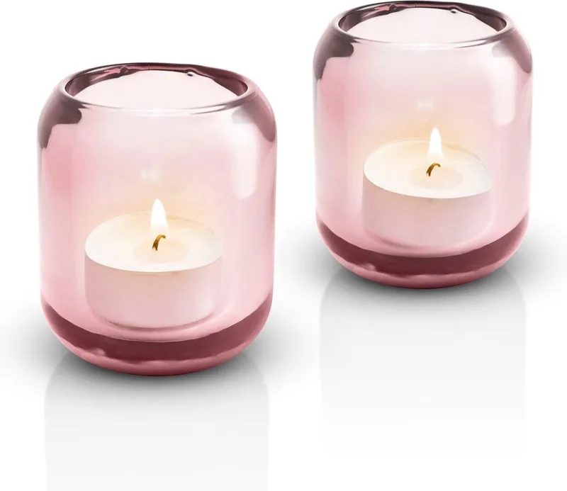 Acorn Theelichthouder Set van 2 Stuks Rose - Glas van Eva Solo in Roze – productfoto